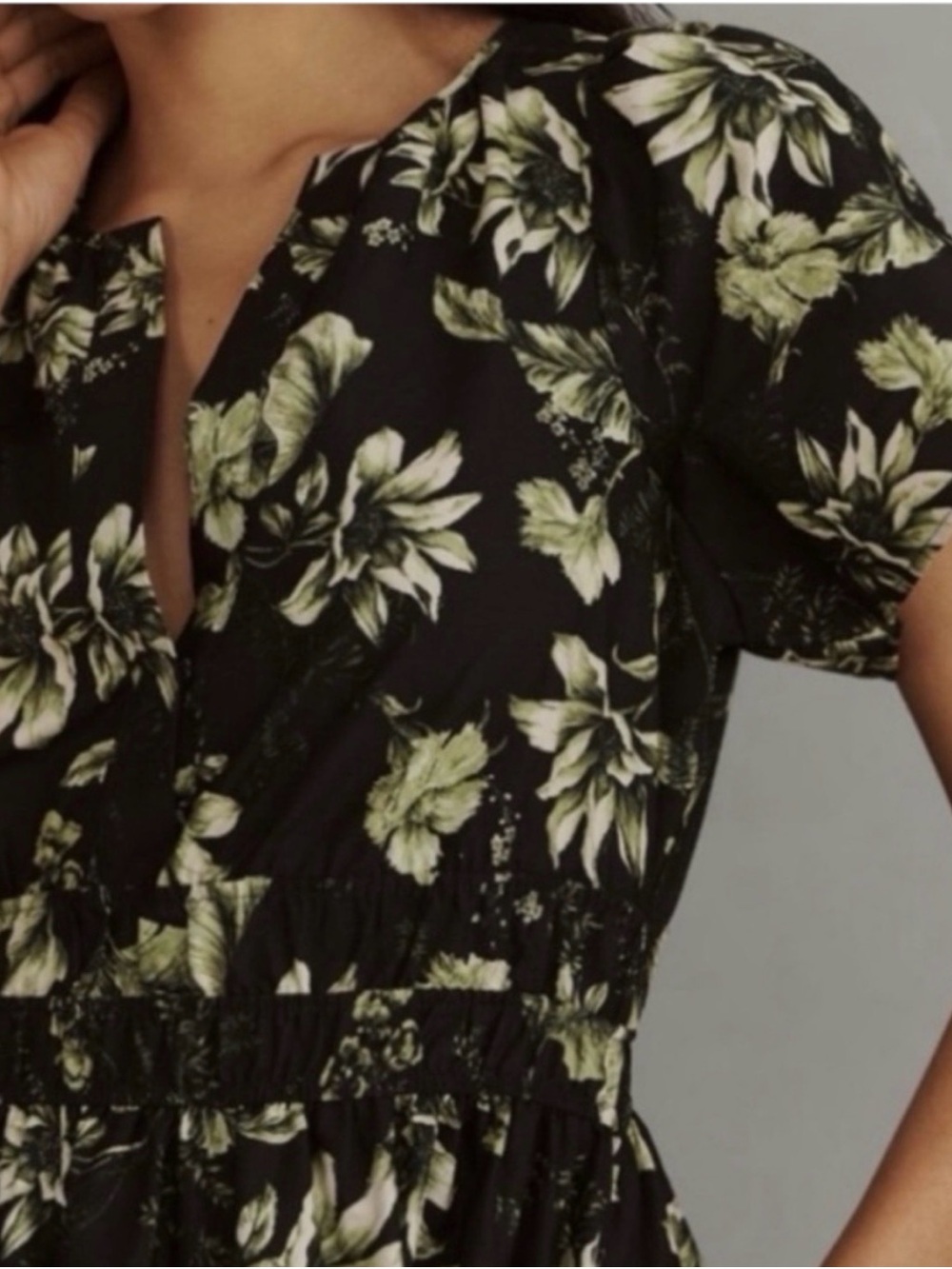 Anthropologie Black Maxi Dress with Floral Print - Picture 2 of 7